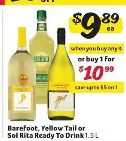 Winn Dixie Barefoot, Yellow Tail or Sol Rita Ready To Drink offer