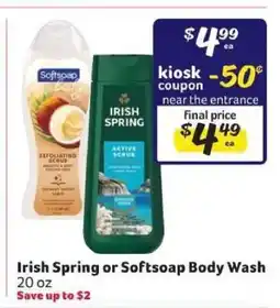 Winn Dixie Irish Spring or Softsoap Body Wash offer