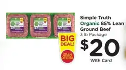 Kroger Simple Truth Organic 85% Lean Ground Beef offer