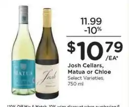 Kroger Josh Cellars, Matua or Chloe offer