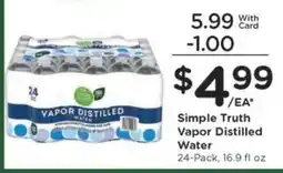Kroger Simple Truth Vapor Distilled Water offer