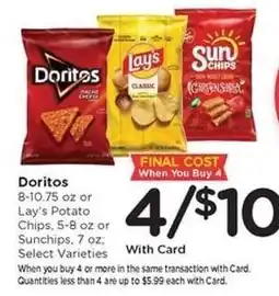Kroger Doritos, Lay's Potato Chips, or Sunchips offer