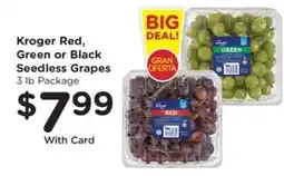 Kroger Kroger Red, Green or Black Seedless Grapes offer