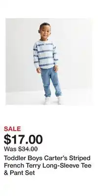 Kohl's Toddler Boys Carter's Striped French Terry Long-Sleeve Tee & Pant Set offer