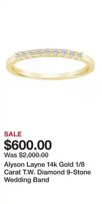 Kohl's Alyson Layne 14k Gold 1/8 Carat T.W. Diamond 9-Stone Wedding Band offer