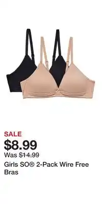 Kohl's Girls SO 2-Pack Wire Free Bras offer