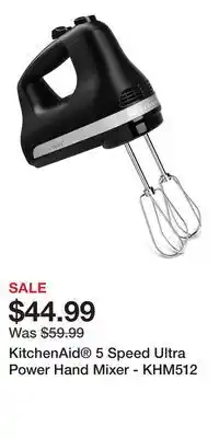 Kohl's KitchenAid 5 Speed Ultra Power Hand Mixer - KHM512 offer
