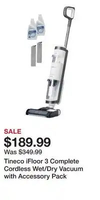Kohl's Tineco iFloor 3 Complete Cordless Wet/Dry Vacuum with Accessory Pack offer