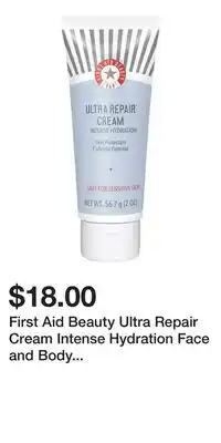 Kohl's First Aid Beauty Ultra Repair Cream Intense Hydration Face and Body Moisturizer for Skin Repair offer