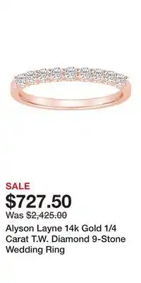 Kohl's Alyson Layne 14k Gold 1/4 Carat T.W. Diamond 9-Stone Wedding Ring offer