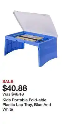 Kohl's Kids Portable Fold-able Plastic Lap Tray, Blue And White offer