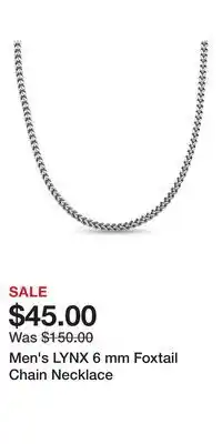Kohl's Men's LYNX 6 mm Foxtail Chain Necklace offer