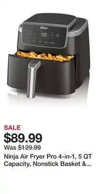Kohl's Ninja Air Fryer Pro 4-in-1, 5 QT Capacity, Nonstick Basket & Crisper Plate offer