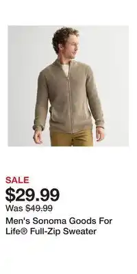 Kohl's Men's Sonoma Goods For Life Full-Zip Sweater offer