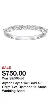 Kohl's Alyson Layne 14k Gold 1/3 Carat T.W. Diamond 11-Stone Wedding Band offer