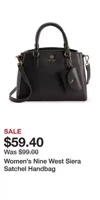 Kohl's Women's Nine West Siera Satchel Handbag offer