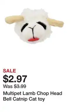 Petsmart Multipet Lamb Chop Head Bell Catnip Cat toy offer