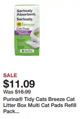 Petsmart Purina Tidy Cats Breeze Cat Litter Box Multi Cat Pads Refill Pack - Extra Strength, 8 Count offer