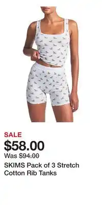 Nordstrom SKIMS Pack of 3 Stretch Cotton Rib Tanks offer