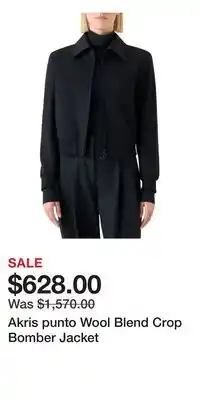 Nordstrom Akris punto Wool Blend Crop Bomber Jacket offer