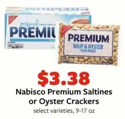 Fareway Nabisco Premium Saltines or Oyster Crackers offer