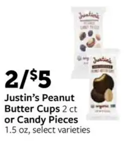 Fareway Justin's Peanut Butter Cups or Candy Pieces offer