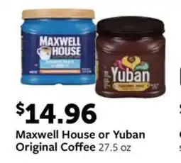 Fareway Maxwell House or Yuban Original Coffee offer