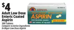 Ocean State Job Lot Health Star 81 mg Adult Low Dose Aspirin Pain Reliever 300 Tablets offer