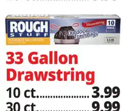 Ocean State Job Lot Rough Stuff 33 Gal Outdoor Trash Bags with Drawstring 10 Count offer