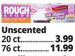 Ocean State Job Lot Rough Stuff 13 Gal Tall Kitchen Trash Bags with Drawstring 20 Count offer