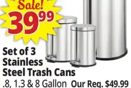 Ocean State Job Lot Set of 3 Stainless Steel Trash Cans offer