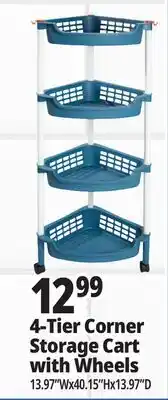 Ocean State Job Lot 4-Tier Corner Storage Cart with Wheels offer