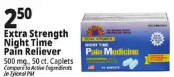 Ocean State Job Lot Health Star Night Time Extra Strength 500 mg Acetaminophen Pain Reliever Caplets 50 Caplets offer
