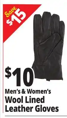 Ocean State Job Lot Men's & Women's Wool Lined Leather Gloves offer