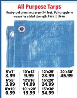 Ocean State Job Lot All Purpose Tarps offer