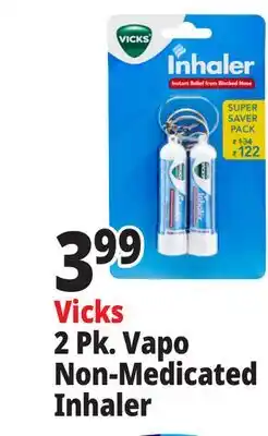 Ocean State Job Lot Vicks Non-Medicated Portable Nasal Inhaler 2 Count offer