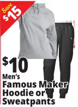 Ocean State Job Lot Men's Famous Maker Hoodie or Sweatpants offer
