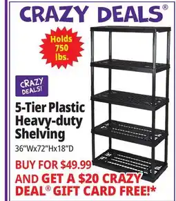 Ocean State Job Lot 5-Tier Plastic Heavy-duty Shelving offer