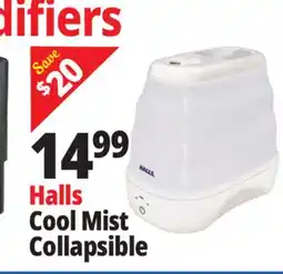 Ocean State Job Lot HALLS Collapsible Cool Mist Humidifier offer