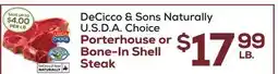 DeCicco & Sons DeCicco & Sons Naturally Porterhouse or Bone-In Shell Steak offer
