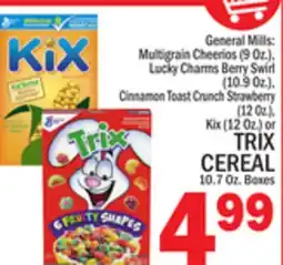 C Town TRIX CEREAL 10.7 Oz. Boxes offer