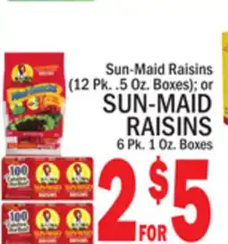 C Town SUN-MAID RAISINS 6 Pk. 1 Oz. Boxes offer