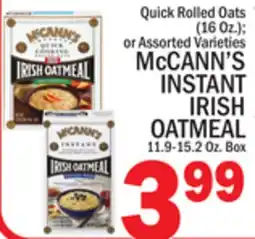 C Town McCANN'S INSTANT IRISH OATMEAL 11.9-15.2 Oz. Box offer
