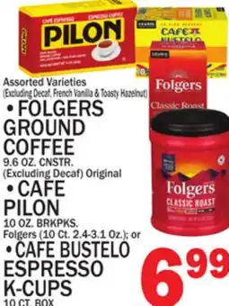 C Town FOLGERS GROUND COFFEE. 6 OZ. CNSTR K-CT. BOX offer