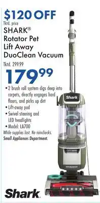 Boscov's SHARK Rotator Pet Lift Away DuoClean Vacuum offer