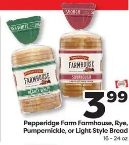 Weis Markets Pepperidge Farm Farmhouse, Rye, Pumpernickle, or Light Style Bread offer