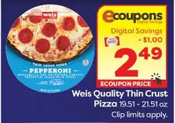 Weis Markets Weis Quality Thin Crust Pizza offer