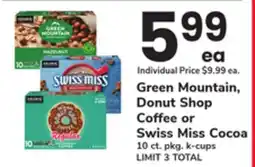 ACME Green Mountain, Donut Shop Coffee or Swiss Miss Cocoa offer
