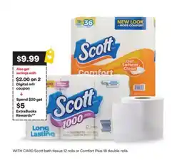 CVS Scott bath tissue 12 rolls or Comfort Plus 18 double rolls offer