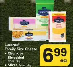 ACME Lucerne Family Size Cheese, Chunk or Shredded 32 oz. pkg., Slices 24 oz. pkg offer